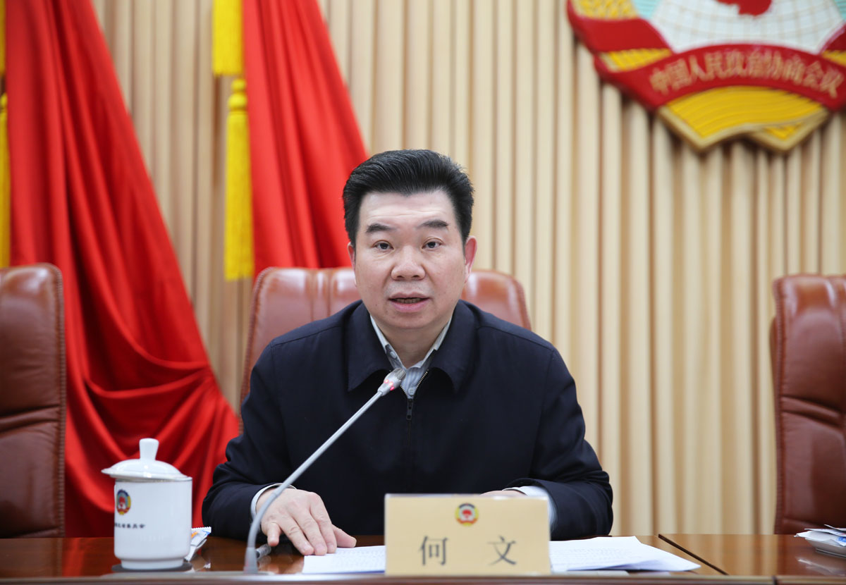 4  省政協(xié)副秘書長、機關黨組副書記、辦公廳主任何文通報2022年省政協(xié)機關全面從嚴治黨和模范機關建設情況.JPG